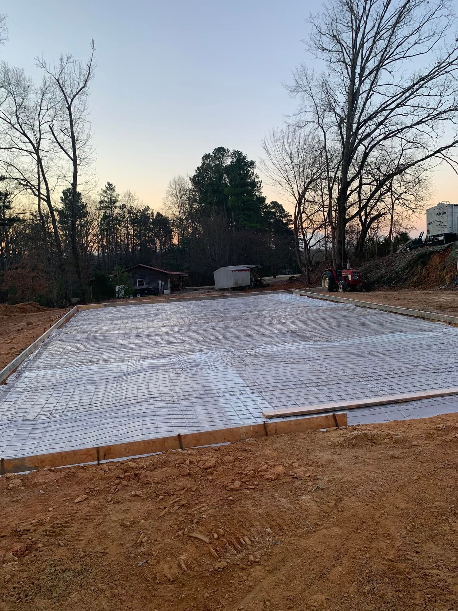 Reinforced concrete slab prepared for a building